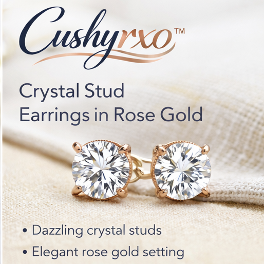 Cushyrxo™ Crystal Stud Earrings in Rose Gold